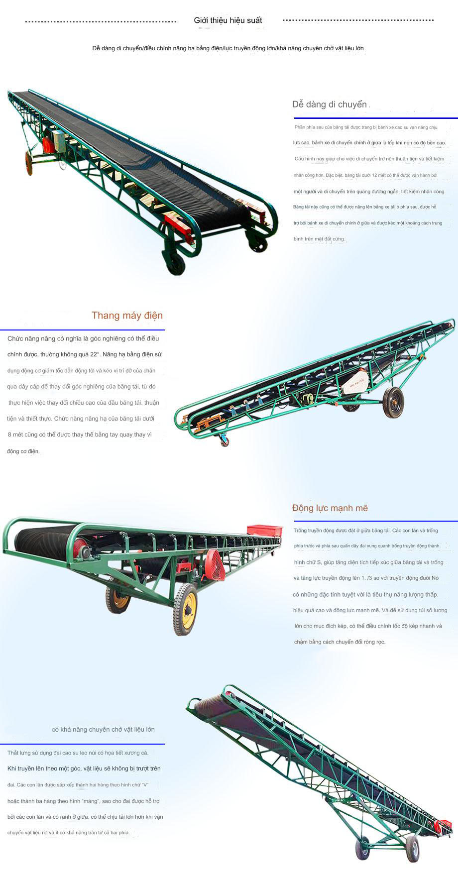 Tóm lược về băng tải di động vận chuyển hàng hóa